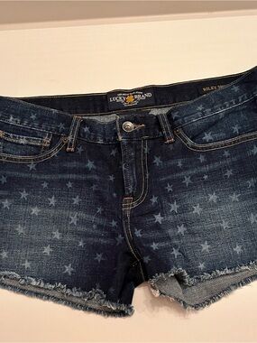 Lucky Brand Dark Blue Star-Print Denim Shorts